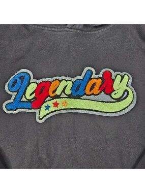 3Forty Legendary Black Hoodie With Colorful Chenille Patch Embroidery Medium